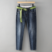 YUANSU秋冬款水洗腰带款牛仔裤男宽松小脚裤韩版潮流弹力休闲牛仔长裤男休闲裤