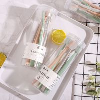 8支装圆桶装牙刷日式可定制 成人家用旅行便携马卡龙细软毛牙刷