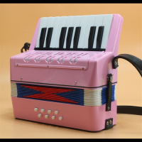 8贝斯17键儿童初学手风琴乐器儿童早教男女孩乐器玩具送教程曲谱 红色送口琴教程檫琴布