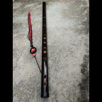 乐器周边吹奏笛黑色古风苦竹笛子笛鬼笛两头黑骨初学笛子横笛 G调(尾刻吹奏)配件/教材