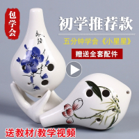 陶笛6孔初学包教会学生中音C调六孔陶笛AC儿童成人入门12陶埙乐器 [加强款]蓝梅(送秘籍+曲谱+视频+挂绳+护袋)