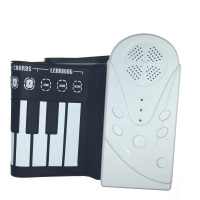 61键手卷琴硅胶电子琴炎键盘启蒙成人儿童钢琴带喇叭音响便携折叠式 黑白银随机49键
