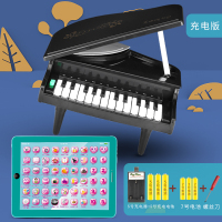儿童炎迷你钢琴可弹奏婴儿电子琴玩具音乐琴键女孩婴幼儿小孩初学 仿真音乐玩具小钢琴[充电版]+早教平板蓝