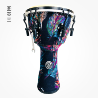 非洲鼓初学者入手鼓丽江云南炎儿童幼儿园成人乐器10/12寸 标12寸蓝色羽毛