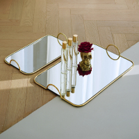 现代简约极简风镜面金属托盘茶盘蛋糕盘化妆品杂物收纳