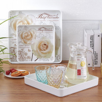 欧式正方形水杯托盘 茶盘创意仿瓷密胺餐盘 塑料家用水果盘