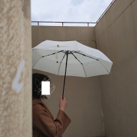 小物商店 I&lsquo;m Sure 自制日系木质手柄易干伞布米色折叠雨伞