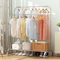 衣架子晒衣架家用阳台卧室衣服架落地晾衣架不锈钢儿童神器收纳架