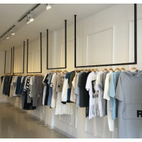 服装店铺吊顶悬挂衣架吊架上墙男装女装展示架婚纱货架壁挂式侧挂