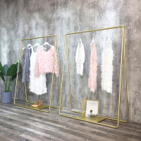 服装店展示架金色落地式挂衣架女装店货架侧挂陈列架简约衣服架子