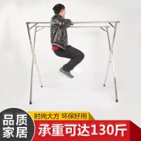 【新疆百货】落地折叠室内家用简易卧室双杆不锈钢置地式晾衣架
