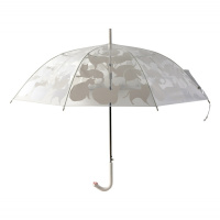 香港透明雨伞白猫成人伞半自动长手柄创意可爱简约安全伞