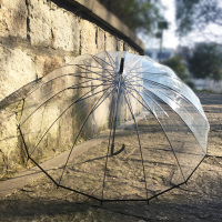 复古文艺长柄伞小清新女简约日系透明雨伞防风自动伞男定制印logo