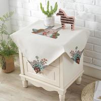 北欧ins卡通棉麻布艺床头柜盖布洗衣机冰箱防尘罩多用小茶几桌布