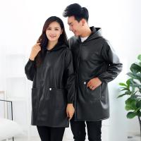 皮革罩衣大人家用厨房工作服时尚女防水防油长袖围裙软皮加厚男冬