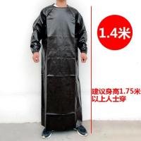 防水防油皮革罩衣加厚加大围腰长袖成人反穿衣pu工作工厂防污围裙