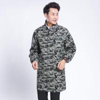 韩版时尚长款厨房围裙工作服男女迷彩成人罩衣防油大人外套蓝大褂