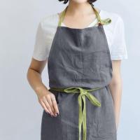 围裙韩版围裙亚麻面料日韩国简约时尚艺术服务员可印字