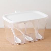 厨房组合装三格收纳盒翻盖塑料调味盒盐罐瓶调料盒子组合套装家用