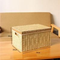 衣物编织收纳筐带盖仿藤编篮杂物收纳盒衣服储物箱编收纳箱大号