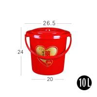 结婚用品新娘陪嫁塑料家用大号订婚收纳红色乔迁喜庆米桶带盖水桶