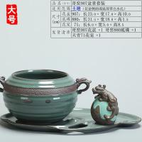 陶瓷哥窑多肉精致兰花盆粗陶土透气复古典家用室内创意大号带托盘