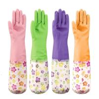 家居厨房乳胶清洁家务手套加绒洗碗洗衣服橡胶防水胶皮手套4双装