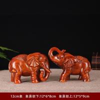实木刻大象摆件一对客厅家居电视柜装饰品工艺品木象木头红木
