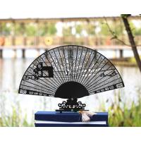 黑檀乌木折扇工艺花镂空檀木扇子复古摆件创意中国风礼品檀香扇