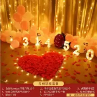 室内简单摆件饰品小灯红色闪烁。仿真花瓣装饰套餐玫瑰花卧室娘家