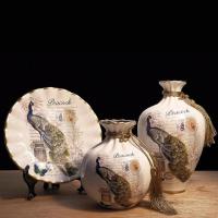 欧式陶瓷花瓶三件套干花插花器客厅博古架玄关摆件家居酒柜装饰品