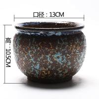 景德镇多肉粗陶花盆陶瓷有脚有孔窑变迷彩小老桩盆透气花器大口径