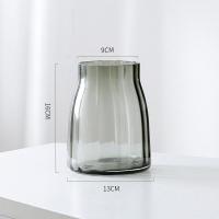 北欧创意灰透明玻璃花瓶桌面装饰品摆件客厅餐厅水培插花鲜花花器