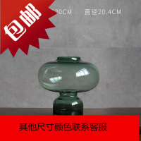 出口北欧丹麦轻奢家居饰品摆件绿色玻璃花瓶花器插花ins网