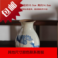 景德镇仿古粗陶青花花瓶 手工手绘花器 釉下彩 民宿特色花瓶摆件