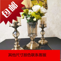 美式复古烛台摆件客厅餐桌金属水晶西餐蜡烛台轻奢浪漫烛光晚餐