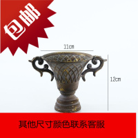 铁艺复古做旧带手柄花翁金属色金银色花器鲜花假花插花花盆桌面