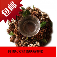 小松果圣诞装饰烛台摆件橱窗桌面摆设复古浪漫餐桌美式玻璃蜡烛台