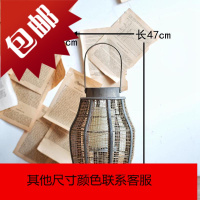 JK慕空间复古怀旧灯笼烛台手工木质麻布工艺落地灯笼摆件