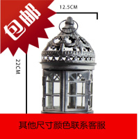 JK慕空间 复古铁艺烛台风灯 小提灯宝塔装饰摆件花器花园杂货美式