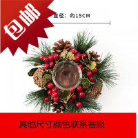 外贸圣诞松果烛台节日餐桌北欧家居装饰干花花环ins婚礼摄影道具