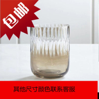 烛台摆件 蜡烛防风杯 电镀条纹玻璃花瓶 欧式家居软装 餐桌装饰品