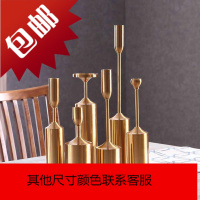 欧式金属烛台摆件北欧简约现代餐桌样板房装饰品摆设金色铜蜡烛台