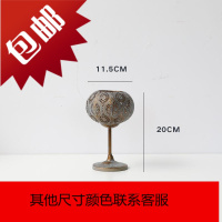 仿古铜金属蜡烛台欧式复古做旧铁艺镂空花烛台婚庆道具桌面摆件