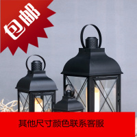 蜡烛灯笼防风烛台铁艺玻璃风灯摆件美式烛台灯复古手提灯马灯软装