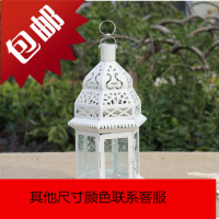 烛台 欧式 摆件 婚庆烛台 摩洛哥铁艺蜡烛灯罩 白金黑色风灯摆件