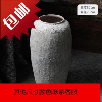景德镇现代简约手工粗陶罐坛子花器落地花瓶土陶做旧仿古大型花盆