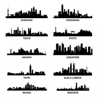 上海墙贴北京城市轮廓剪影广州办公室会议室装饰贴纸玻璃腰线深圳
