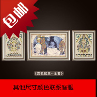 美式客厅三联画别墅排屋沙发背景墙大气油画餐厅壁画巨人山装饰画