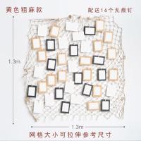 北欧民宿餐厅留言墙面装饰壁饰麻绳网格夹子明信片装饰照片墙创意